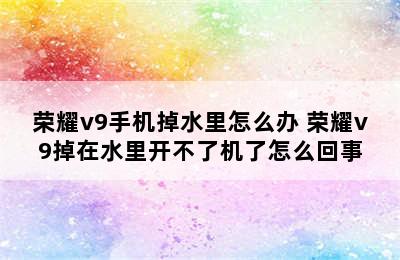 荣耀v9手机掉水里怎么办 荣耀v9掉在水里开不了机了怎么回事